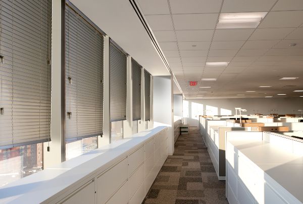 commercial office with custom window blinds in Portland OR