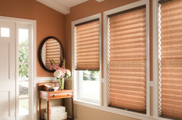 Pleated shades bring privacy and style to Portland OR home entryway
